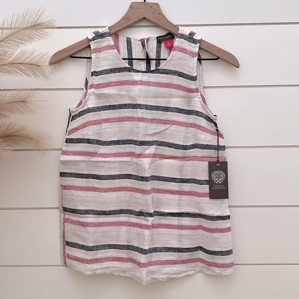 🌿NWT Vince Camuto Canyon Stripe Linen Tank Top XS 🌿